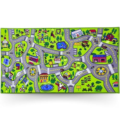 ToyVelt Kids Carpet Playmat Car Rug – Educational Road Traffic Carpet Multi Color Play Mat - Large 60” X 32” Best Kids Rugs for Playroom & Kid Bedroom – for Ages 3-12 Years Old